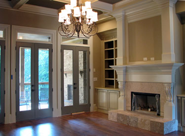 The grand room fireplace.